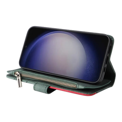 KT Multi-function Series-5 Phone Shell For Samsung Galaxy S24 Leather Wallet Stand Case 9 Card Slots Cover