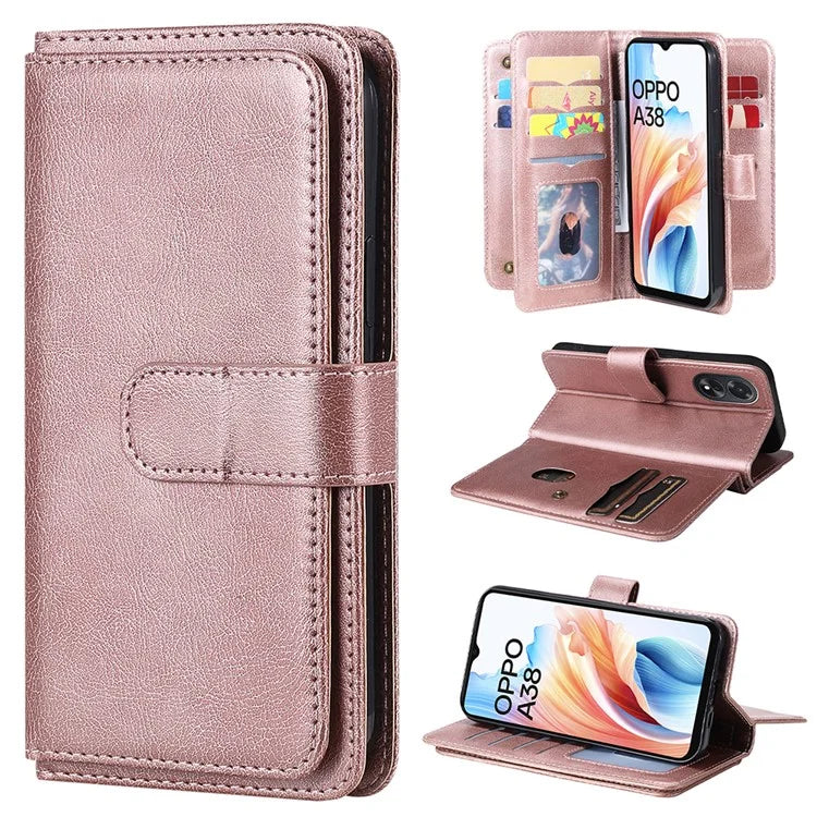 KT Multi-functional Series-1 For Oppo A38 4G Case 10 Card Slots Leather Phone Protective Cover