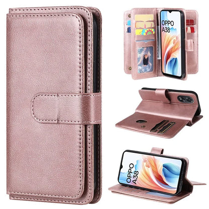 KT Multi-functional Series-1 For Oppo A38 4G Case 10 Card Slots Leather Phone Protective Cover