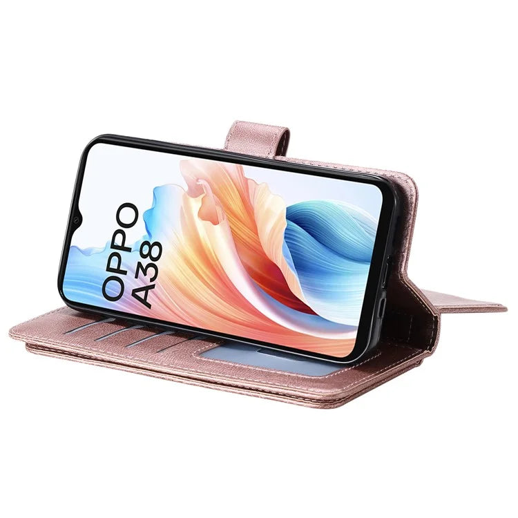 KT Multi-functional Series-1 For Oppo A38 4G Case 10 Card Slots Leather Phone Protective Cover