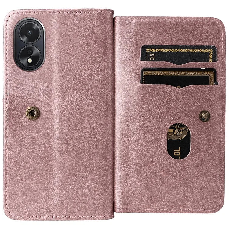 KT Multi-functional Series-1 For Oppo A38 4G Case 10 Card Slots Leather Phone Protective Cover