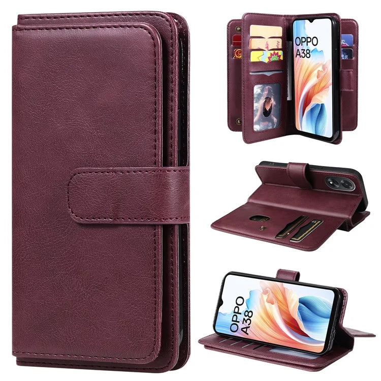 KT Multi-functional Series-1 For Oppo A38 4G Case 10 Card Slots Leather Phone Protective Cover
