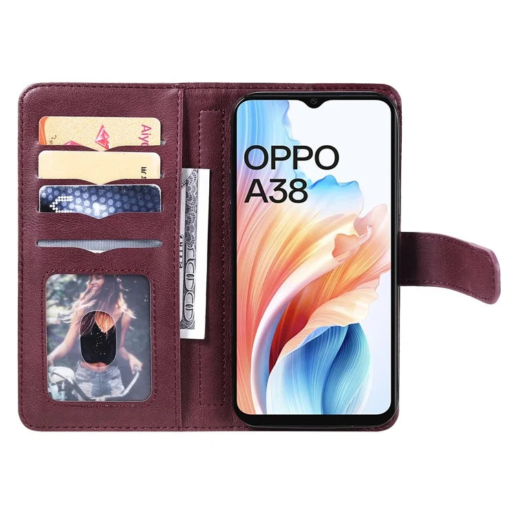 KT Multi-functional Series-1 For Oppo A38 4G Case 10 Card Slots Leather Phone Protective Cover