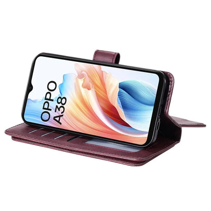 KT Multi-functional Series-1 For Oppo A38 4G Case 10 Card Slots Leather Phone Protective Cover