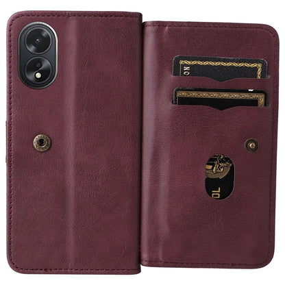 KT Multi-functional Series-1 For Oppo A38 4G Case 10 Card Slots Leather Phone Protective Cover