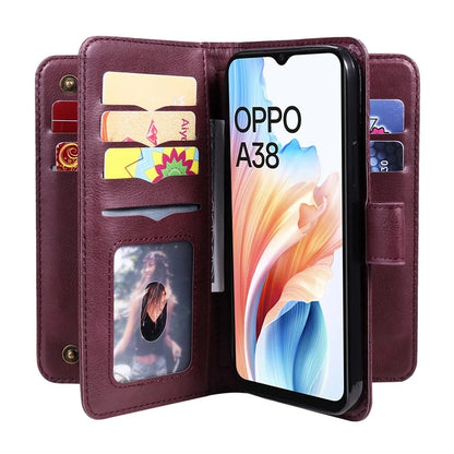 KT Multi-functional Series-1 For Oppo A38 4G Case 10 Card Slots Leather Phone Protective Cover
