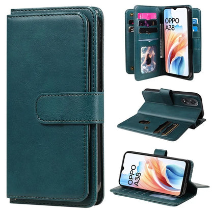 KT Multi-functional Series-1 For Oppo A38 4G Case 10 Card Slots Leather Phone Protective Cover