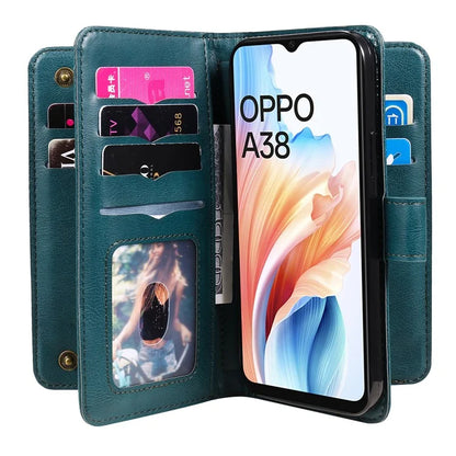 KT Multi-functional Series-1 For Oppo A38 4G Case 10 Card Slots Leather Phone Protective Cover