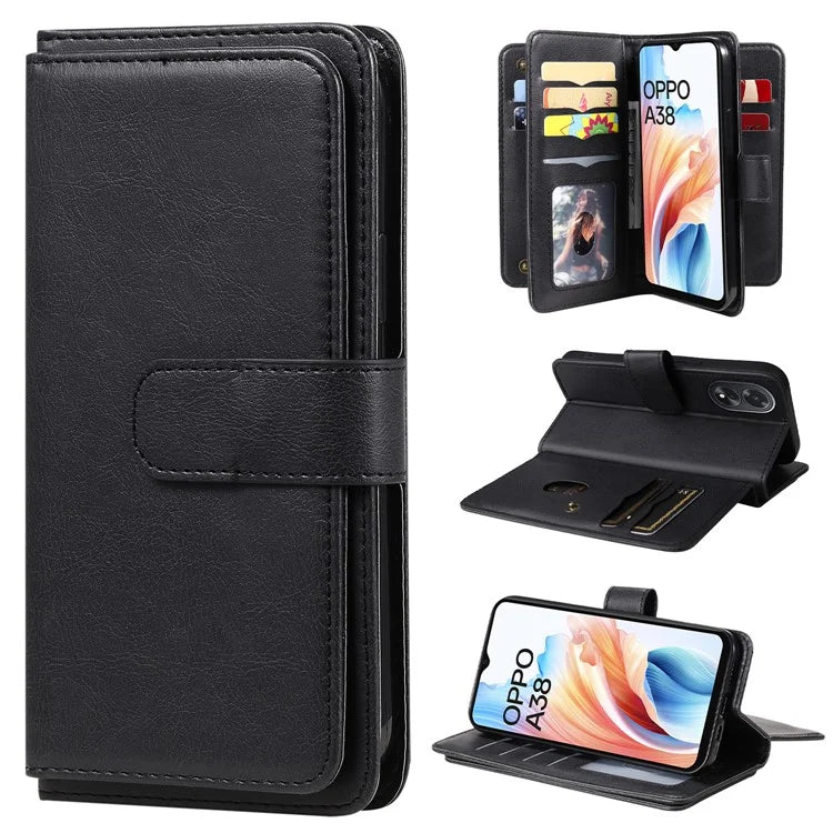 KT Multi-functional Series-1 For Oppo A38 4G Case 10 Card Slots Leather Phone Protective Cover