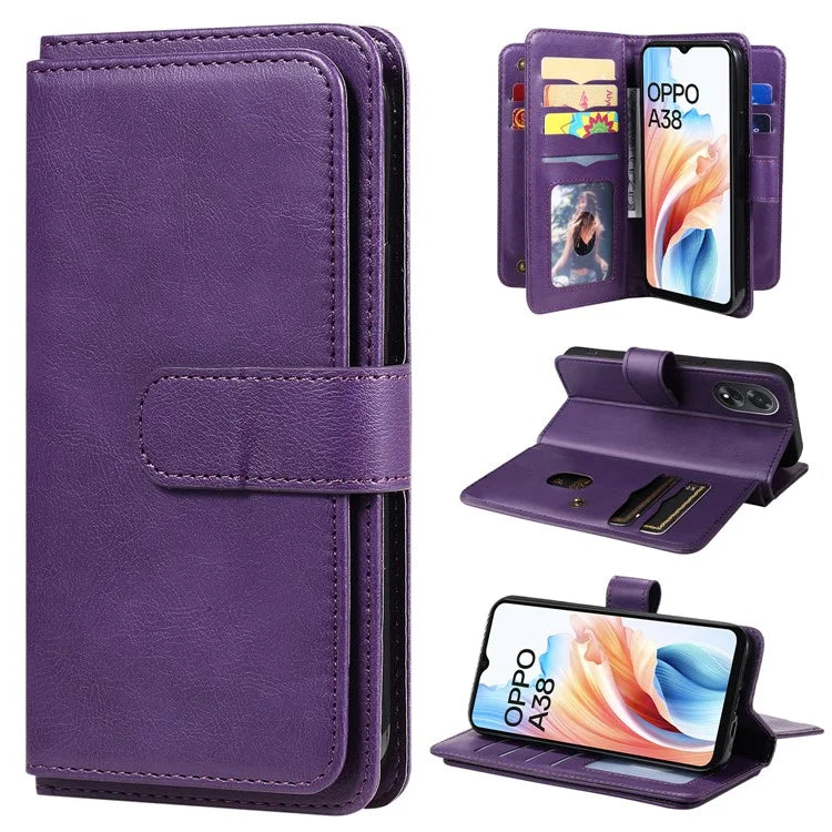 KT Multi-functional Series-1 For Oppo A38 4G Case 10 Card Slots Leather Phone Protective Cover
