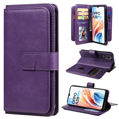KT Multi-functional Series-1 For Oppo A38 4G Case 10 Card Slots Leather Phone Protective Cover