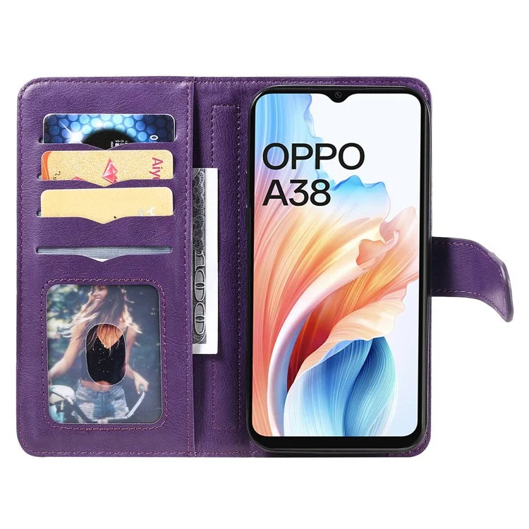 KT Multi-functional Series-1 For Oppo A38 4G Case 10 Card Slots Leather Phone Protective Cover