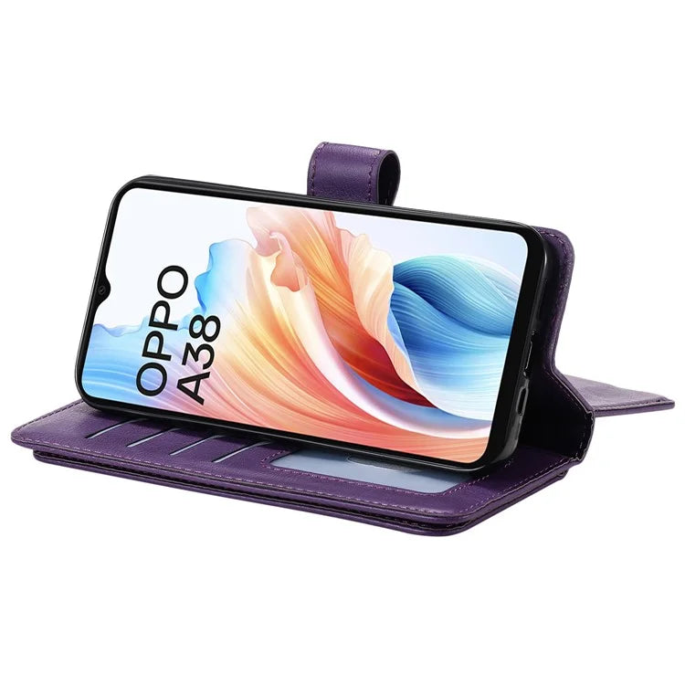 KT Multi-functional Series-1 For Oppo A38 4G Case 10 Card Slots Leather Phone Protective Cover
