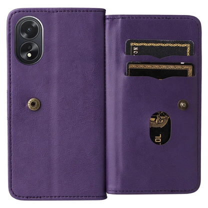 KT Multi-functional Series-1 For Oppo A38 4G Case 10 Card Slots Leather Phone Protective Cover