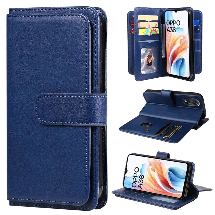 KT Multi-functional Series-1 For Oppo A38 4G Case 10 Card Slots Leather Phone Protective Cover