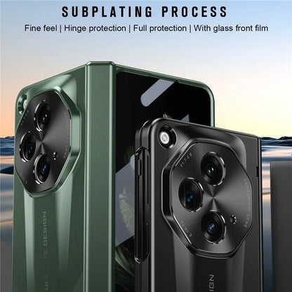 For Oppo Find N3 5G Case Pen Slot Tempered Glass Screen Film Hinge Design Phone Cover with Stylus