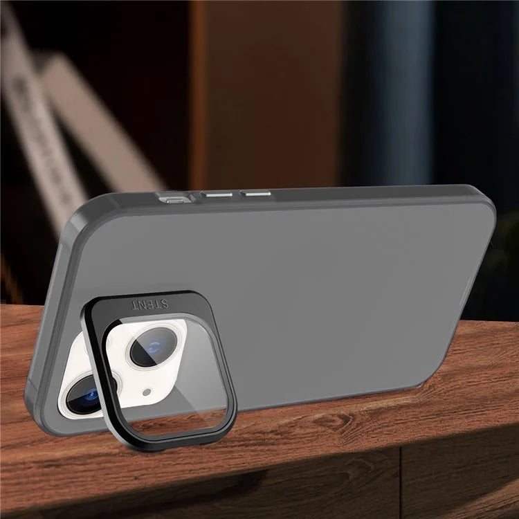For iPhone 13 Case Lens Film Kickstand Matte Phone Cover