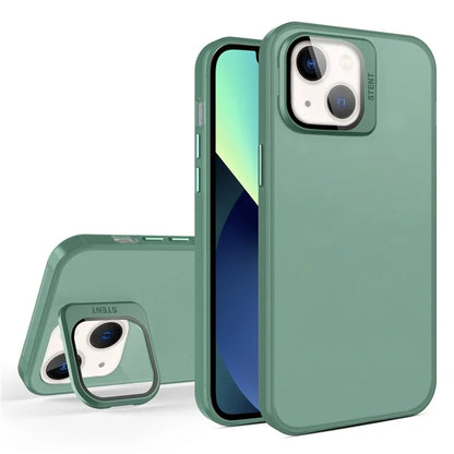 For iPhone 13 Case Lens Film Kickstand Matte Phone Cover