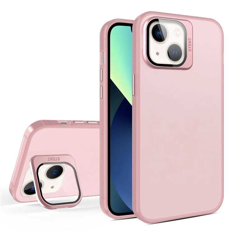 For iPhone 13 Case Lens Film Kickstand Matte Phone Cover