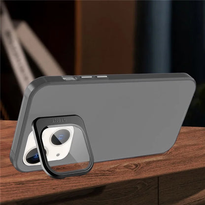 For iPhone 13 Case Lens Film Kickstand Matte Phone Cover