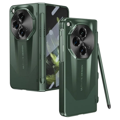 For OnePlus Open Case Tempered Glass Film Hinge Protection PC Cover with Stylus / Stylus Slot