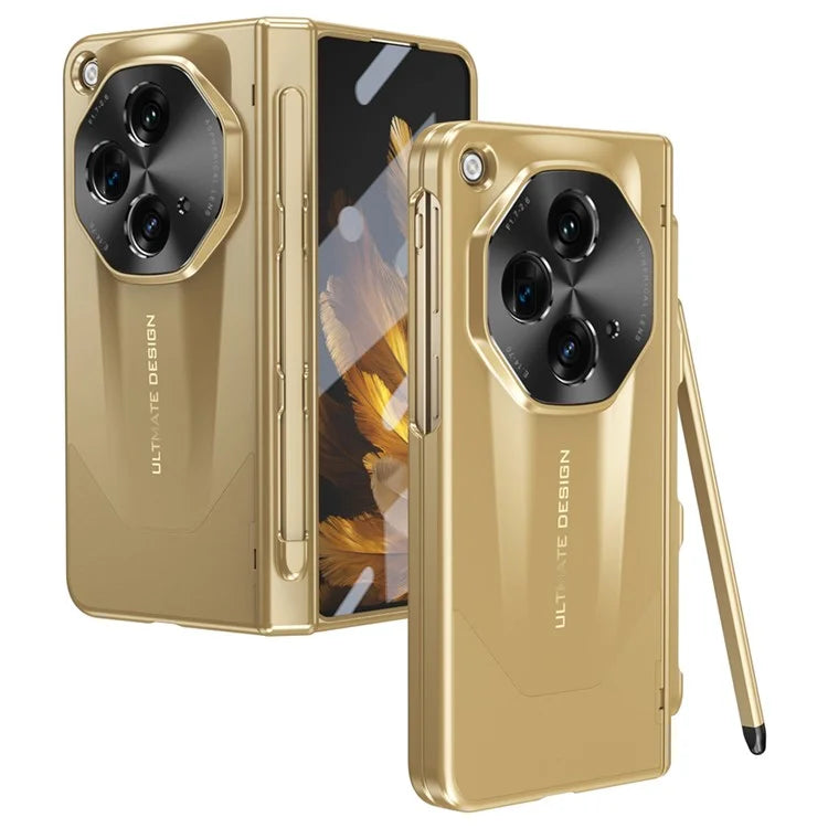 For OnePlus Open Case Tempered Glass Film Hinge Protection PC Cover with Stylus / Stylus Slot