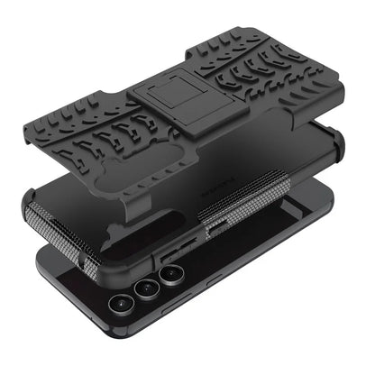 For Samsung Galaxy S23 FE Case Cool Tyre Pattern PC+TPU Kickstand Cover
