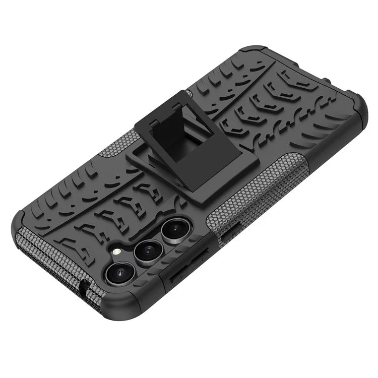 For Samsung Galaxy S23 FE Case Cool Tyre Pattern PC+TPU Kickstand Cover