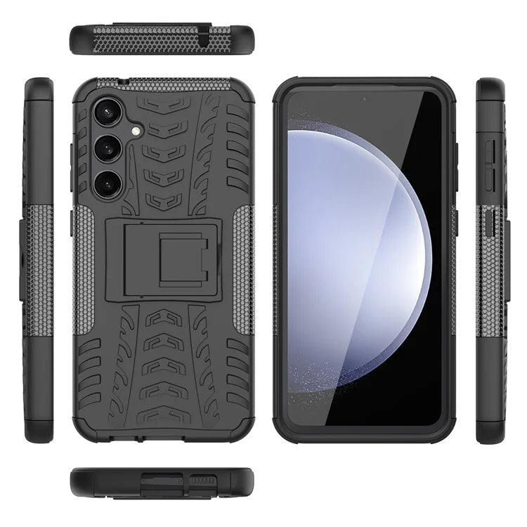 For Samsung Galaxy S23 FE Case Cool Tyre Pattern PC+TPU Kickstand Cover
