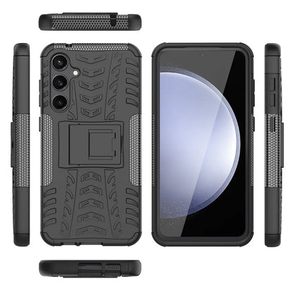 For Samsung Galaxy S23 FE Case Cool Tyre Pattern PC+TPU Kickstand Cover