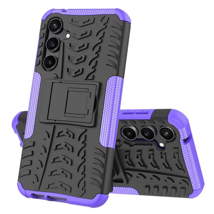 For Samsung Galaxy S23 FE Case Cool Tyre Pattern PC+TPU Kickstand Cover