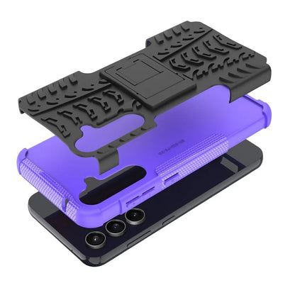 For Samsung Galaxy S23 FE Case Cool Tyre Pattern PC+TPU Kickstand Cover
