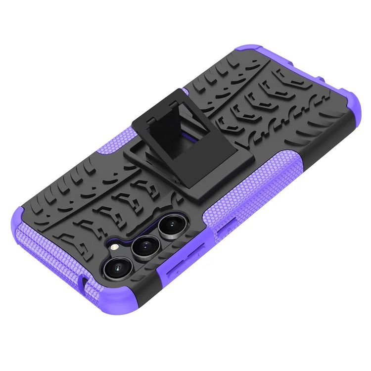For Samsung Galaxy S23 FE Case Cool Tyre Pattern PC+TPU Kickstand Cover