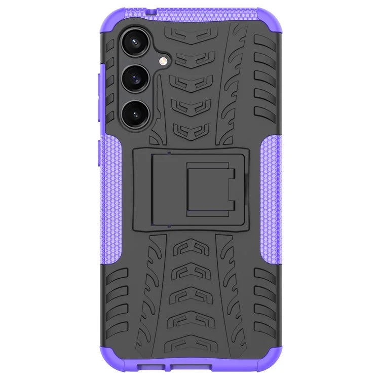 For Samsung Galaxy S23 FE Case Cool Tyre Pattern PC+TPU Kickstand Cover