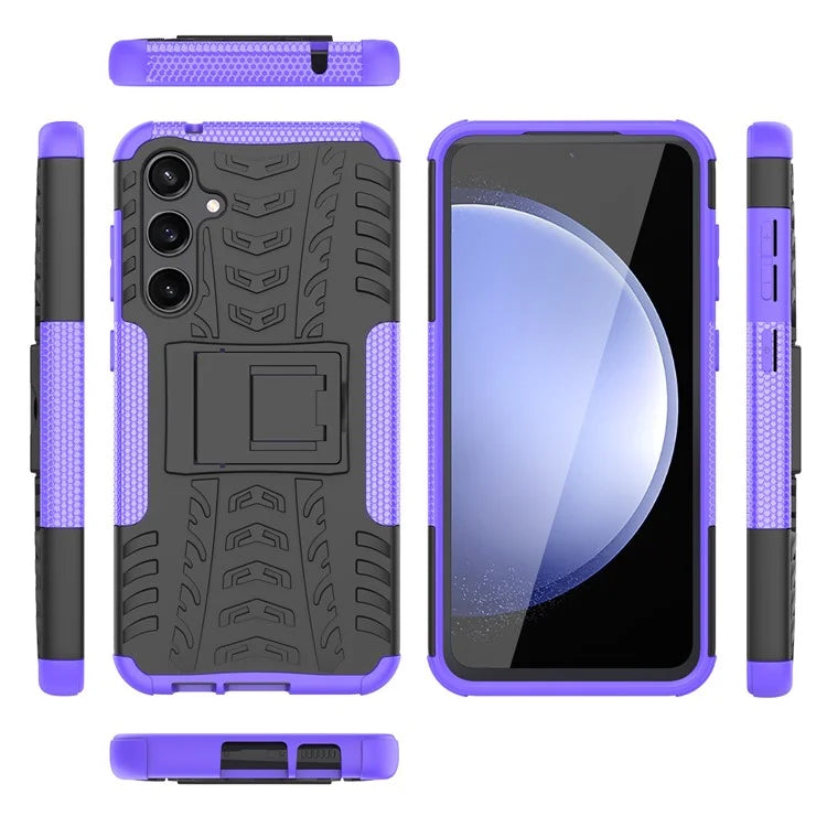 For Samsung Galaxy S23 FE Case Cool Tyre Pattern PC+TPU Kickstand Cover