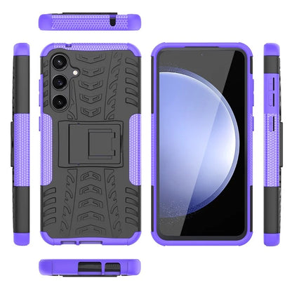 For Samsung Galaxy S23 FE Case Cool Tyre Pattern PC+TPU Kickstand Cover