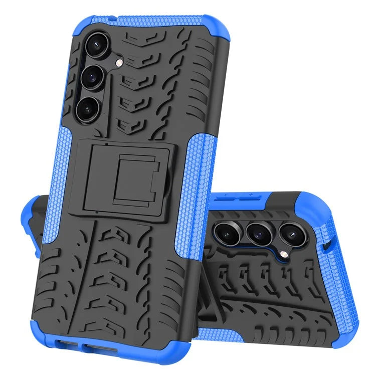 For Samsung Galaxy S23 FE Case Cool Tyre Pattern PC+TPU Kickstand Cover