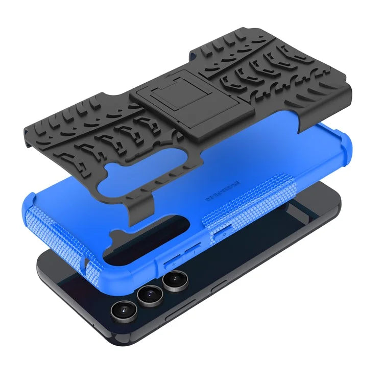 For Samsung Galaxy S23 FE Case Cool Tyre Pattern PC+TPU Kickstand Cover