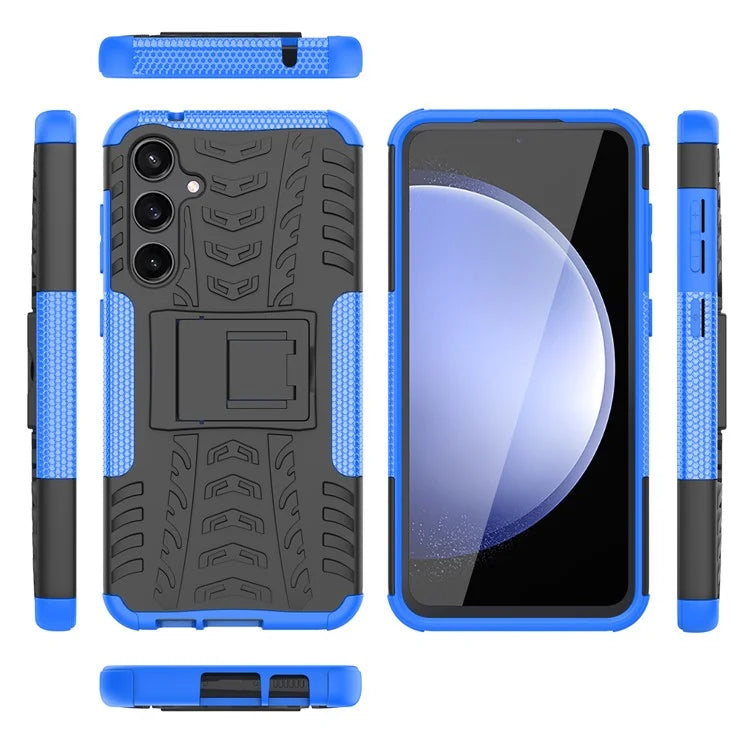 For Samsung Galaxy S23 FE Case Cool Tyre Pattern PC+TPU Kickstand Cover