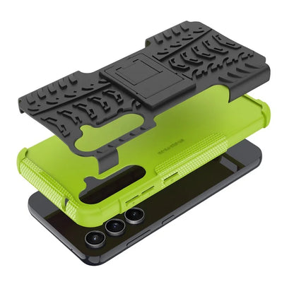 For Samsung Galaxy S23 FE Case Cool Tyre Pattern PC+TPU Kickstand Cover