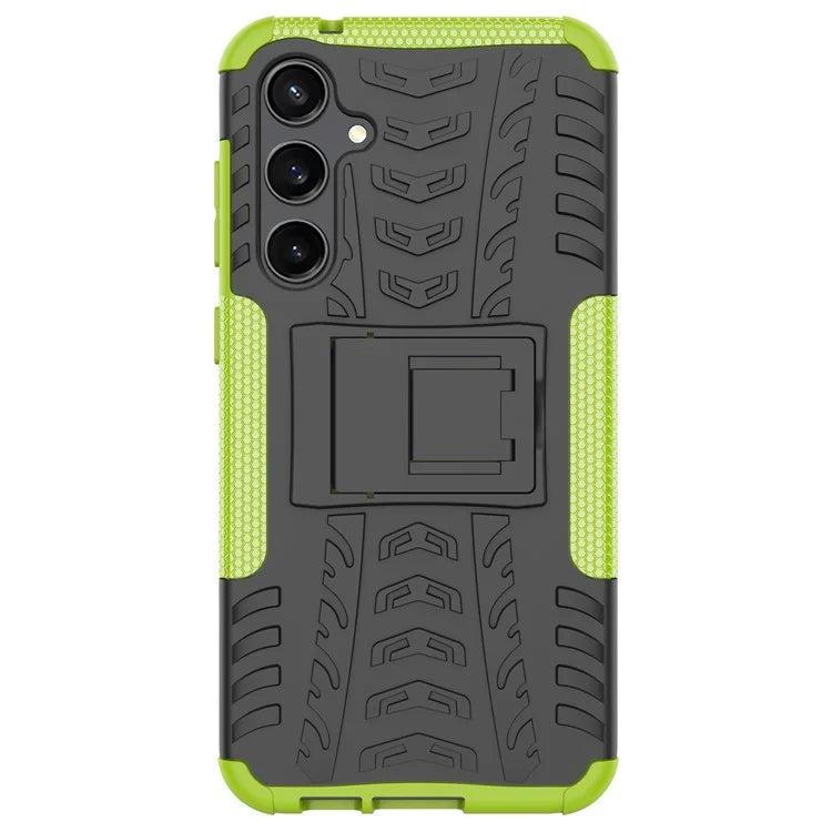 For Samsung Galaxy S23 FE Case Cool Tyre Pattern PC+TPU Kickstand Cover