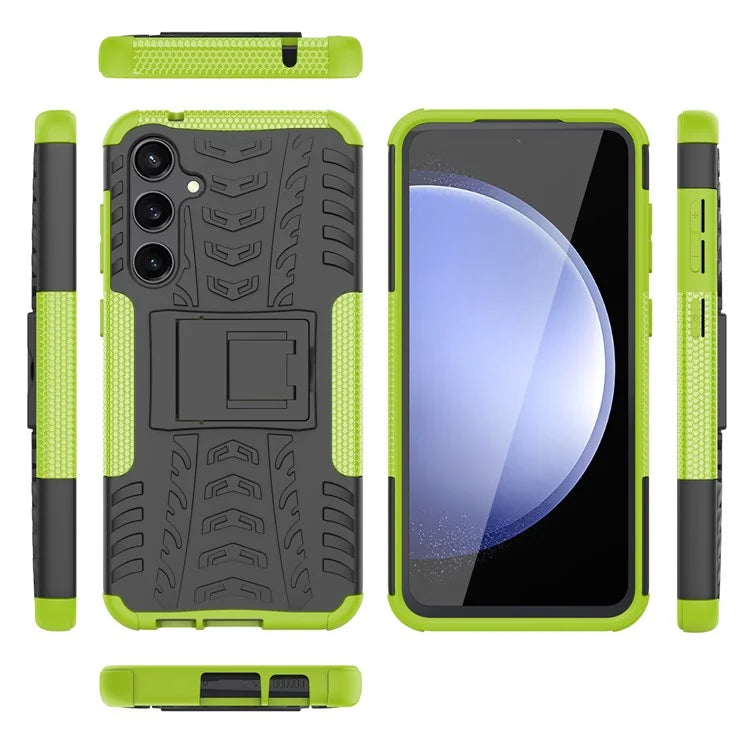 For Samsung Galaxy S23 FE Case Cool Tyre Pattern PC+TPU Kickstand Cover