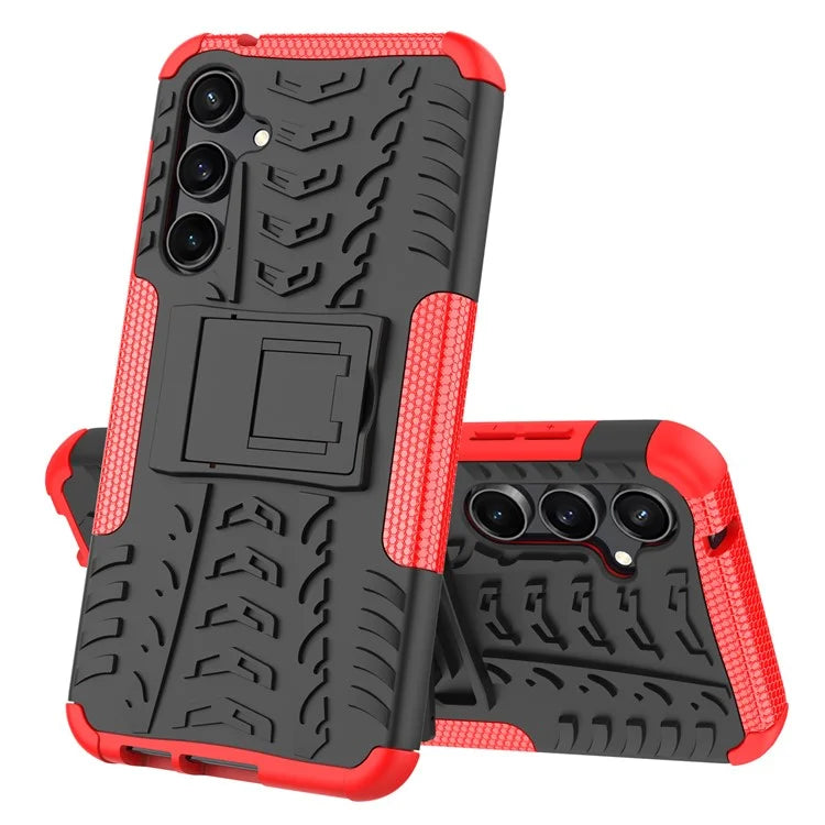 For Samsung Galaxy S23 FE Case Cool Tyre Pattern PC+TPU Kickstand Cover