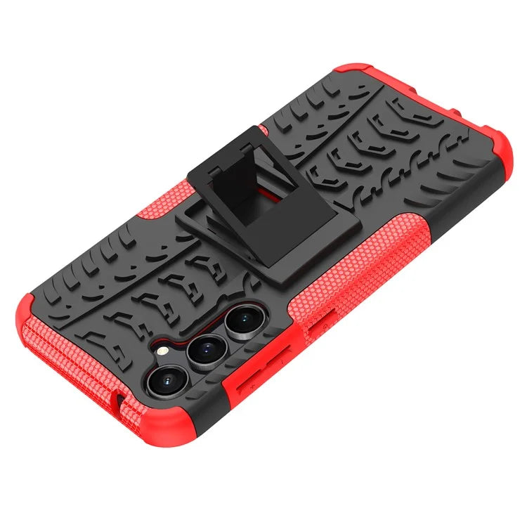 For Samsung Galaxy S23 FE Case Cool Tyre Pattern PC+TPU Kickstand Cover