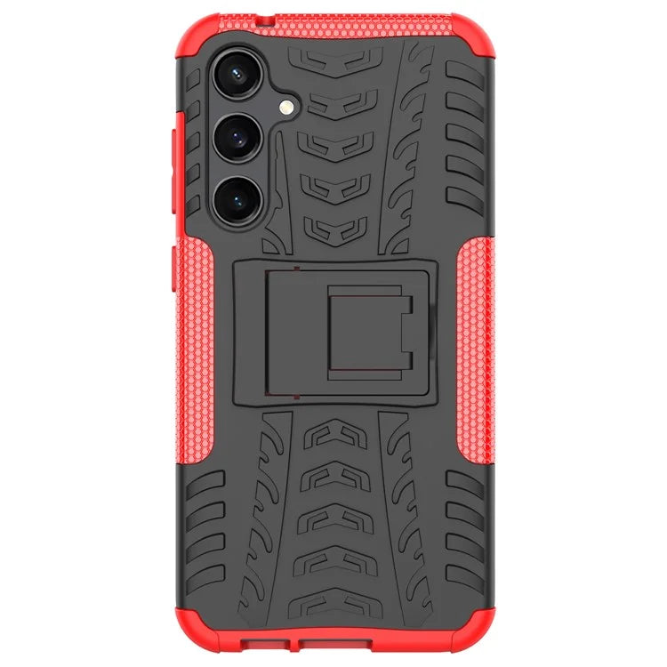 For Samsung Galaxy S23 FE Case Cool Tyre Pattern PC+TPU Kickstand Cover