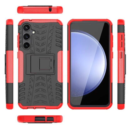 For Samsung Galaxy S23 FE Case Cool Tyre Pattern PC+TPU Kickstand Cover