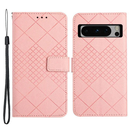 HT06 For Google Pixel 8 Pro Case PU Leather Rhombus Foldable Stand Phone Cover