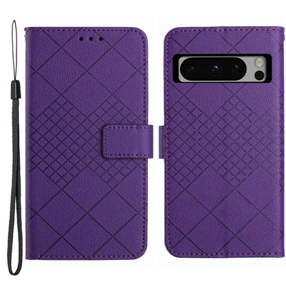 HT06 For Google Pixel 8 Pro Case PU Leather Rhombus Foldable Stand Phone Cover
