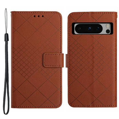 HT06 For Google Pixel 8 Pro Case PU Leather Rhombus Foldable Stand Phone Cover