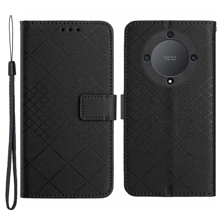 HT06 For Honor X9a 5G / X40 5G / Magic5 Lite 5G Case Rhombus Imprinted PU Leather Phone Cover